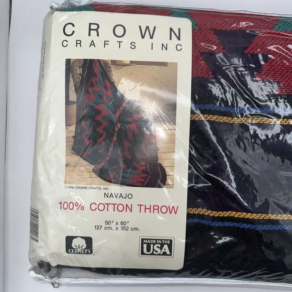 Vintage Crown Crafts Navajo Throw Blanket 60